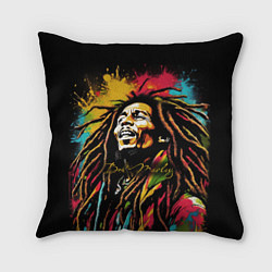 Подушка квадратная Боб Марли в стиле арт, цвет: 3D-принт