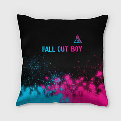Подушка квадратная Fall Out Boy - neon gradient: символ сверху, цвет: 3D-принт