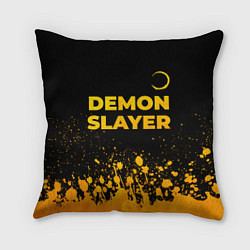 Подушка квадратная Demon Slayer - gold gradient: символ сверху, цвет: 3D-принт