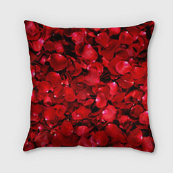 Подушка квадратная Лепестки алых роз, цвет: 3D-принт