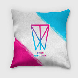 Подушка квадратная Within Temptation neon gradient style, цвет: 3D-принт