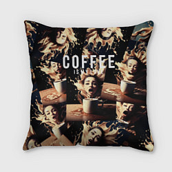 Подушка квадратная Кофе моя любовь и страсть, цвет: 3D-принт