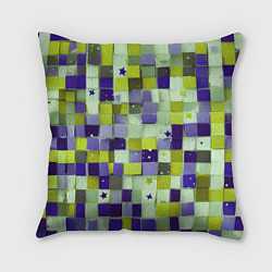 Подушка квадратная Ретро квадраты болотные, цвет: 3D-принт