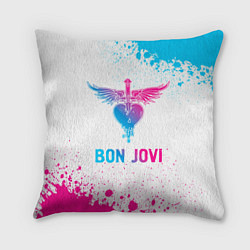 Подушка квадратная Bon Jovi neon gradient style