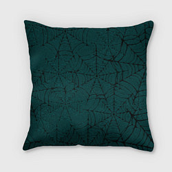 Подушка квадратная Паутина тёмно-зелёный, цвет: 3D-принт