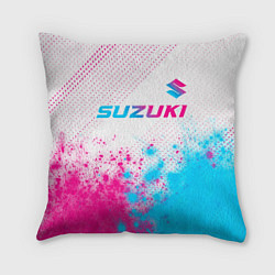 Подушка квадратная Suzuki neon gradient style: символ сверху