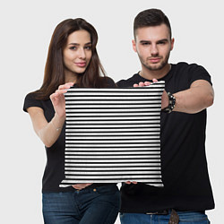 Подушка квадратная Белый в чёрную полоску, цвет: 3D-принт — фото 2