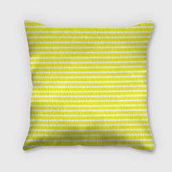 Подушка квадратная Жёлтый с белыми полосками, цвет: 3D-принт