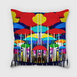 Подушка квадратная Mirror pattern of umbrellas - pop art