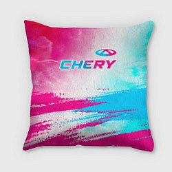 Подушка квадратная Chery neon gradient style: символ сверху