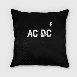 Подушка квадратная AC DC glitch на темном фоне: символ сверху, цвет: 3D-принт