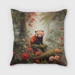 Подушка квадратная Красная панда в лесу, цвет: 3D-принт