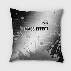 Подушка квадратная Mass Effect glitch на светлом фоне посередине, цвет: 3D-принт