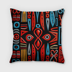 Подушка квадратная Красно-синий узор в африканском стиле