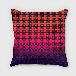 Подушка квадратная Паттерн стилизованные цветы оранж-фиолетовый