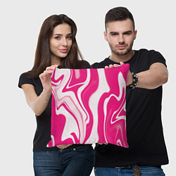 Подушка квадратная Абстракция разлитая розовая краска, цвет: 3D-принт — фото 2