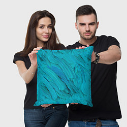 Подушка квадратная Голубая масляная краска, цвет: 3D-принт — фото 2