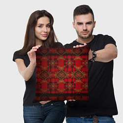 Подушка квадратная Красная шотландская клетка royal stewart, цвет: 3D-принт — фото 2
