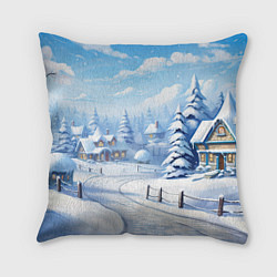 Подушка квадратная Снежный зимний фон, цвет: 3D-принт