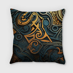 Подушка квадратная Абстрактный узор в викингском стиле, цвет: 3D-принт