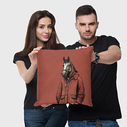 Подушка квадратная Конь в красном пальто, цвет: 3D-принт — фото 2