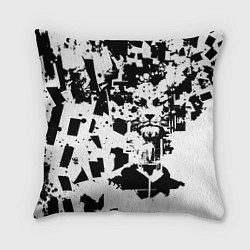 Подушка квадратная Морда льва - абстракция, цвет: 3D-принт