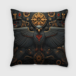 Подушка квадратная Ворон в славянском стиле, цвет: 3D-принт