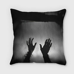 Подушка квадратная Руки зомби в ночном тумане