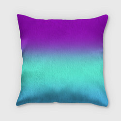 Подушка квадратная Фиолетовый бирюзовый голубой неоновый градиент, цвет: 3D-принт