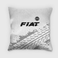 Подушка квадратная Fiat speed на светлом фоне со следами шин посереди