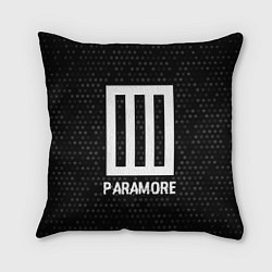 Подушка квадратная Paramore glitch на темном фоне