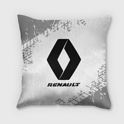 Подушка квадратная Renault speed на светлом фоне со следами шин