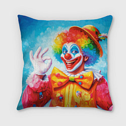 Подушка квадратная Нейросеть - картина с клоуном