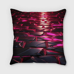 Подушка квадратная Неоновые фиолетовые и розовые камни