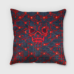 Подушка квадратная Красная неоновая сеть, цвет: 3D-принт