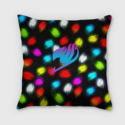 Подушка квадратная Fairy Tail неоновые лого, цвет: 3D-принт