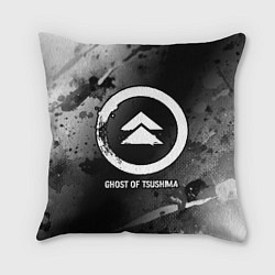 Подушка квадратная Ghost of Tsushima glitch на темном фоне