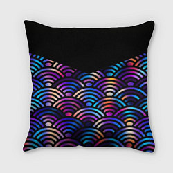 Подушка квадратная Чёрный берег и рябь на волнах, цвет: 3D-принт