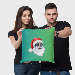 Подушка квадратная Дед Мороз в очках, цвет: 3D-принт — фото 2