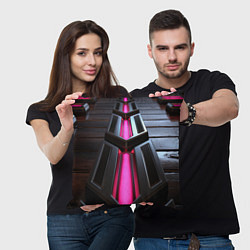 Подушка квадратная Розовые неоновые вставки в черной конструкции, цвет: 3D-принт — фото 2