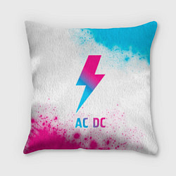 Подушка квадратная AC DC neon gradient style, цвет: 3D-принт