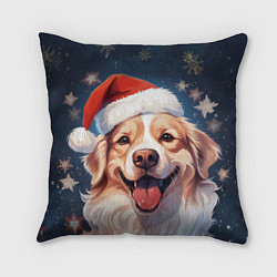 Подушка квадратная New Years mood from Santa the dog