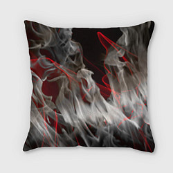 Подушка квадратная Дым и красные узоры, цвет: 3D-принт