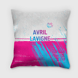 Подушка квадратная Avril Lavigne neon gradient style посередине, цвет: 3D-принт