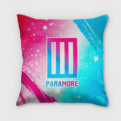 Подушка квадратная Paramore neon gradient style