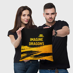 Подушка квадратная Imagine Dragons - gold gradient посередине, цвет: 3D-принт — фото 2