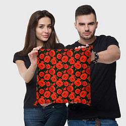 Подушка квадратная Полевые цветы маки, цвет: 3D-принт — фото 2