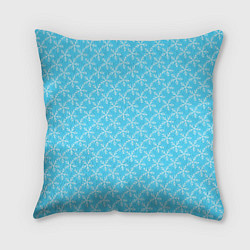 Подушка квадратная Паттерн снежинки голубой, цвет: 3D-принт