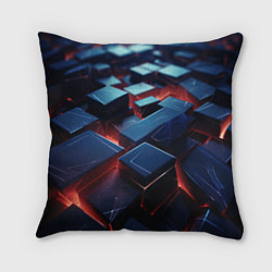 Подушка квадратная Синие плиты абстракция разлома, цвет: 3D-принт