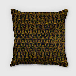 Подушка квадратная Чёрно-золотой узоры, цвет: 3D-принт